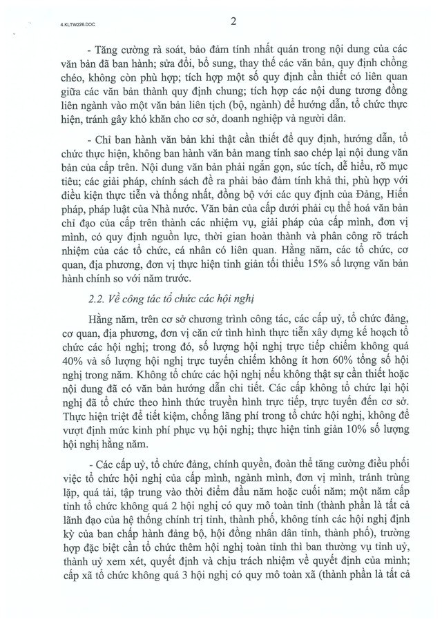 TOÀN VĂN: Kết luận số 226-KL/TW chấn chỉnh lề lối làm việc, nâng cao hiệu quả hoạt động của hệ thống chính trị.- Ảnh 2.