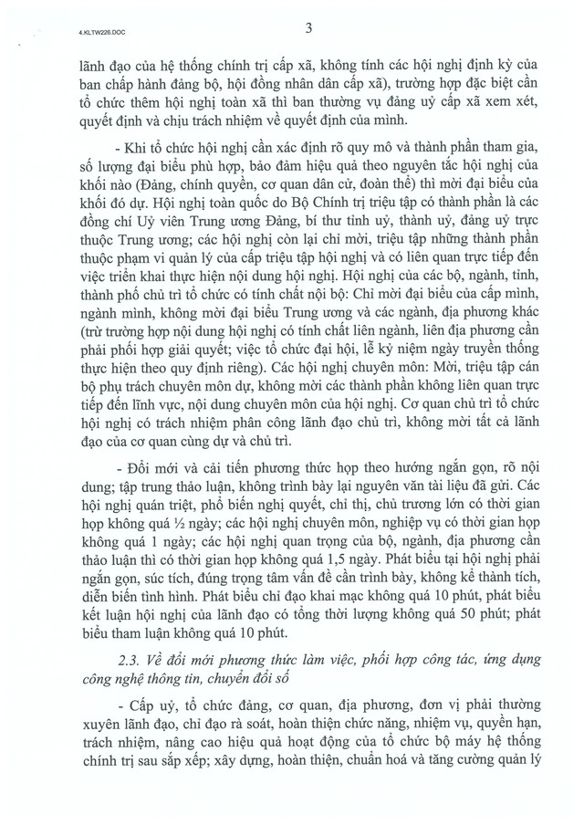 TOÀN VĂN: Kết luận số 226-KL/TW chấn chỉnh lề lối làm việc, nâng cao hiệu quả hoạt động của hệ thống chính trị.- Ảnh 3.