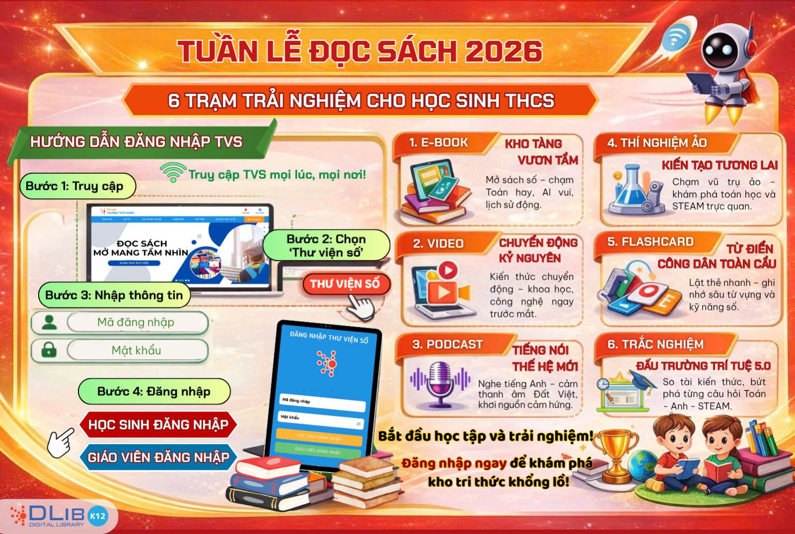 Chinh phục Tuần Lễ Đọc Sách 2026: “Vươn mình Kỷ nguyên số – Kiến tạo tương lai” với 6 trạm trải nghiệm hấp dẫn
