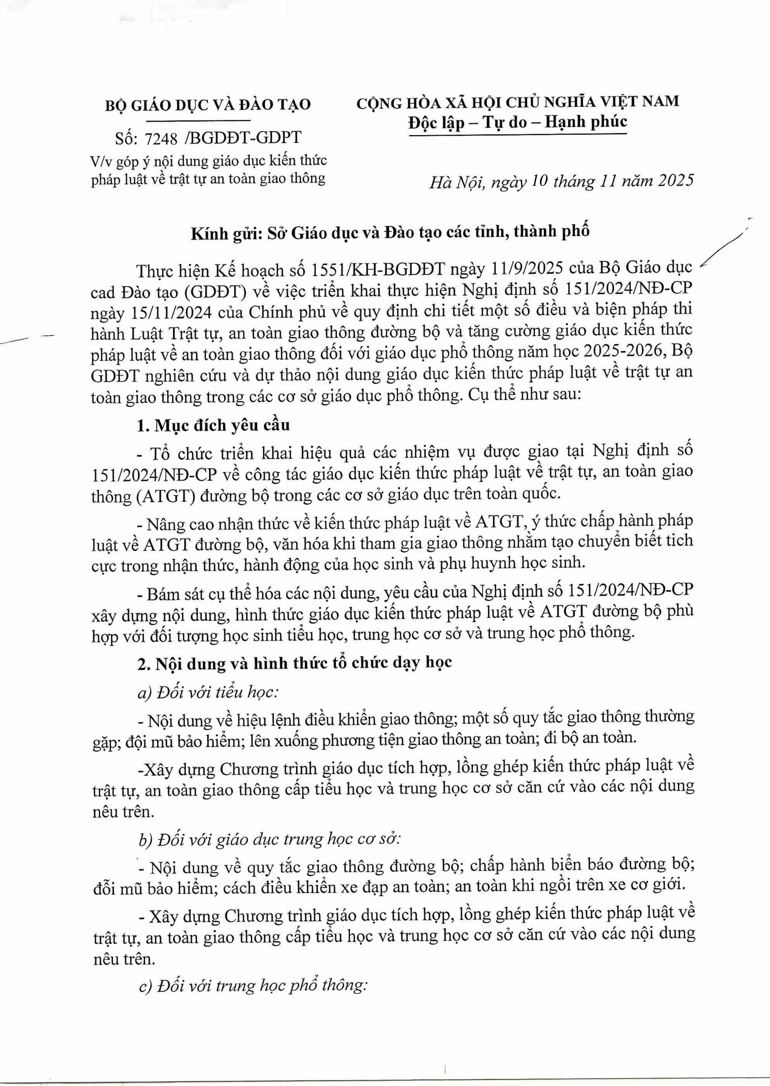 Góp ý nội dung giáo dục kiến thức pháp luật về trật tự an toàn giao thông