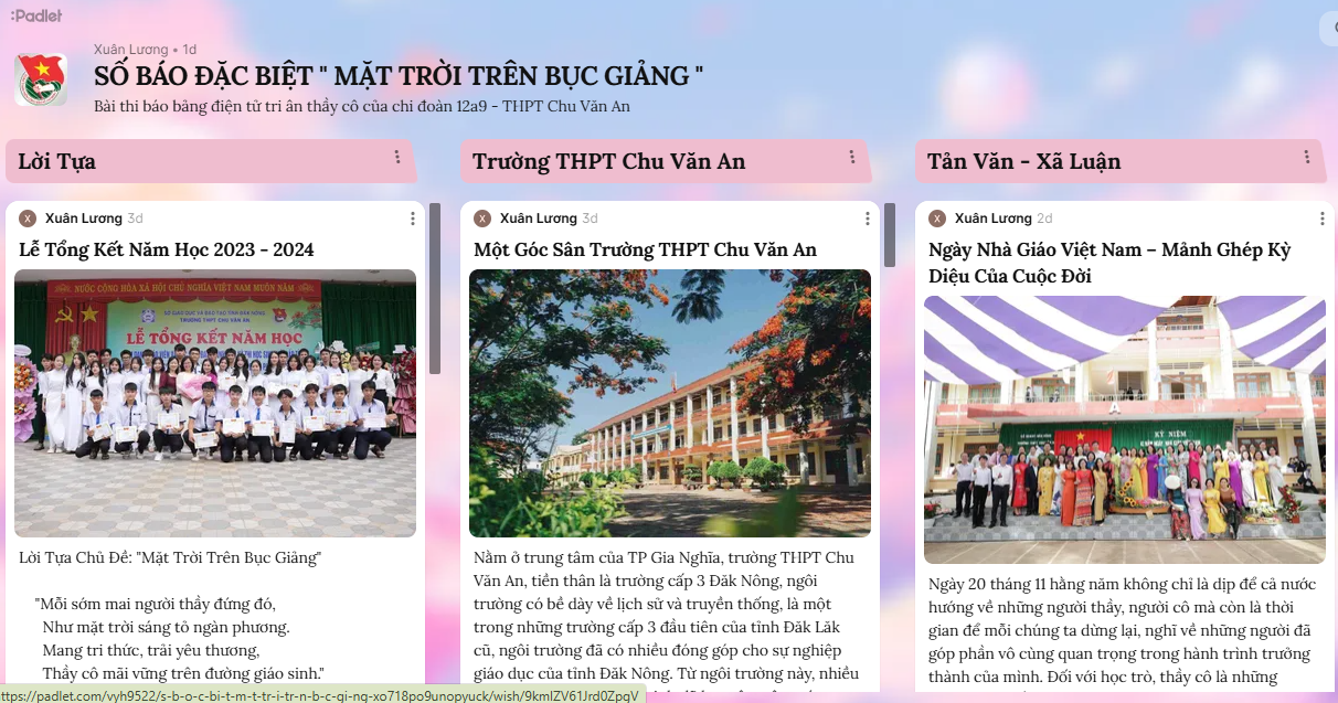 Chuỗi hoạt động chào mừng 42 năm ngày Nhà giáo Việt Nam: Phóng sự về Hội thi báo tường điện tử của trường THPT Chu Văn An chào mừng kỷ niệm 42 năm Ngày Nhà Giáo Việt Nam