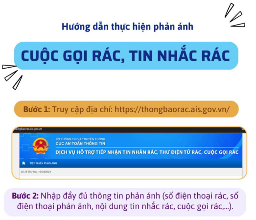 Hướng dẫn thực hiện phản ánh cuộc gọi rác, cuộc gọi lừa đảo