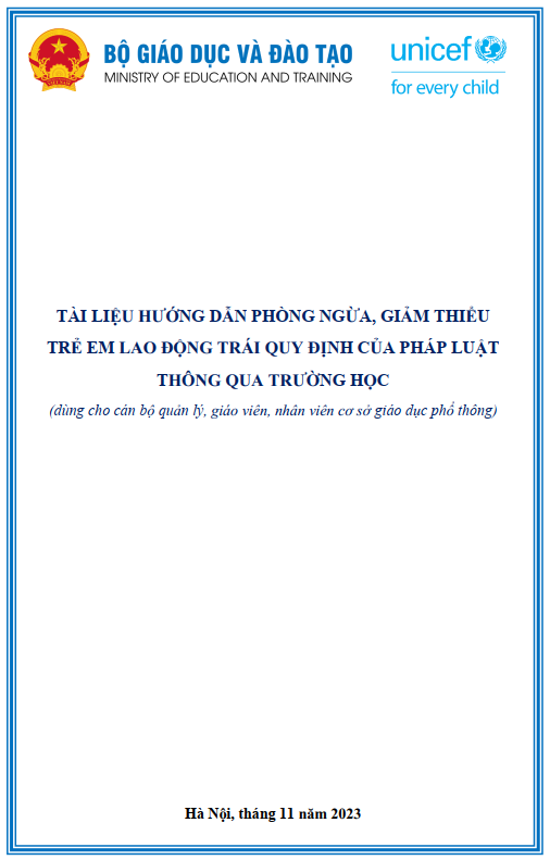 Tài liệu hướng dẫn phòng ngừa, giảm thiểu trẻ em lao động trái quy định của pháp luật thông qua trường học